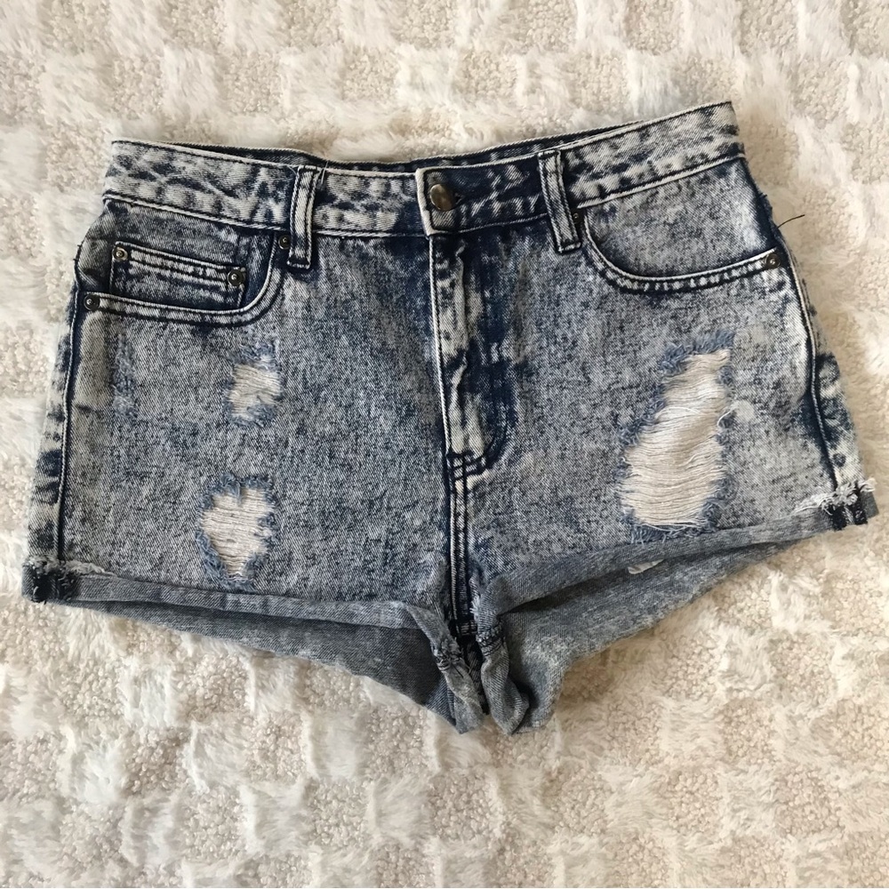 Forever 21 distressed acid wash mini shorts